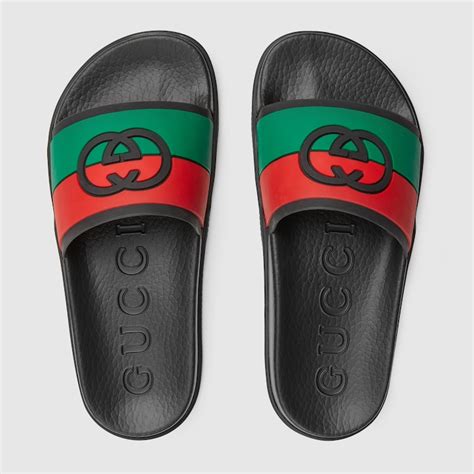 gucci green sayin slides|Gucci interlocking g slide sandals.